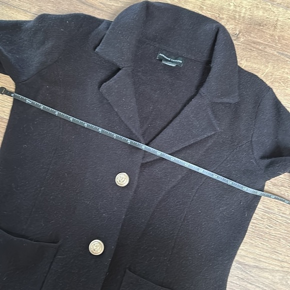 Adrienne Vittadini Womens Black Knit Blazer Cardigan Gold Buttons Sz XS Chic - Picture 5 of 10
